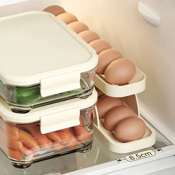 Автоматическая Прокручивающаяся Подставка для яиц, Ящик для хранения, Корзина для яиц, Контейнер-органайзер, холодильник с выдвижным ящиком, Дозатор яиц для кухни Автоматическая Прокручивающаяся Подставка для яиц, Ящик для хранения, Корзина для яиц, Контейнер-органайзер, холодильник с выдвижным ящиком, Дозатор яиц для кухни 2