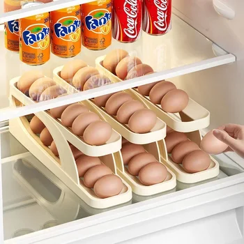 Автоматическая Прокручивающаяся Подставка для яиц, Ящик для хранения, Корзина для яиц, Контейнер-органайзер, холодильник с выдвижным ящиком, Дозатор яиц для кухни Автоматическая Прокручивающаяся Подставка для яиц, Ящик для хранения, Корзина для яиц, Контейнер-органайзер, холодильник с выдвижным ящиком, Дозатор яиц для кухни 3