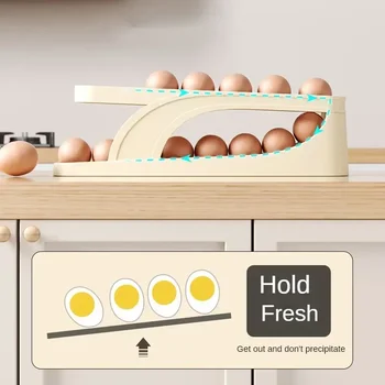 Автоматическая Прокручивающаяся Подставка для яиц, Ящик для хранения, Корзина для яиц, Контейнер-органайзер, холодильник с выдвижным ящиком, Дозатор яиц для кухни Автоматическая Прокручивающаяся Подставка для яиц, Ящик для хранения, Корзина для яиц, Контейнер-органайзер, холодильник с выдвижным ящиком, Дозатор яиц для кухни 4