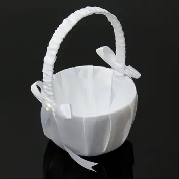 Шелковая свадебная корзина для цветов, романтичная белая цветочная корзина для девочек, детей, невесты, ручная свадебная церемония, украшения для вечеринок.