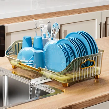 Кухонная сушилка для посуды, экологичная сушилка для белья Со сливной корзиной, Органайзер для посуды, Подставка для хранения посуды