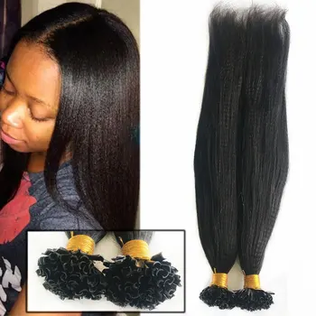 Fusion Hair 100 Прядей, U-образные кончики, Бразильский Яки, Прямые кончики для наращивания волос Remy для женщин, 100 Прядей