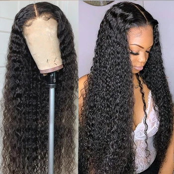 Бесклеевой парик из человеческих волос, готовый к носке, Бразильский парик с глубокой волной 13x4, Кружевной Фронтальный парик, Вьющиеся парики из человеческих волос для женщин, предварительно выщипанные