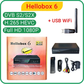 Спутниковый ресивер Hellobox 6 Поддерживает H.265 HEVC T2MI USB WiFi Auto Powervu Cline Hellobox6