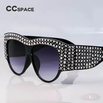 45482 CCSPACE Квадратные солнцезащитные очки в оправе из горного хрусталя большого размера для женщин, брендовые очки с бриллиантами, дизайнерские модные женские оттенки