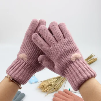 Женские зимние теплые вязаные перчатки с полными пальцами Мужские однотонные шерстяные варежки с сенсорным экраном Женские толстые теплые велосипедные перчатки для вождения