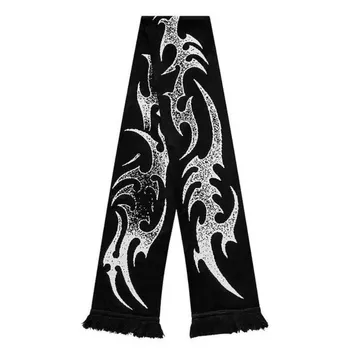 Готический модный креативный Аниме полосатый вязаный женский шарф мужской зимний шарф фартук с черной кисточкой, светящийся Y2K Kpop