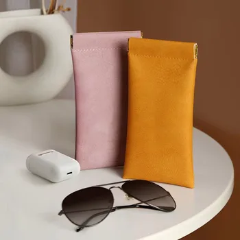 4-Цветная Мягкая Кожаная сумка для очков для чтения, водонепроницаемая Однотонная сумка для солнцезащитных очков, Простые сумки для хранения очков, Аксессуары для очков