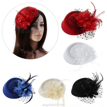 Шляпы-чародейки, повязка на голову, женские аксессуары для волос с цветами из перьев, свадебные аксессуары для волос N18 20, прямая поставка
