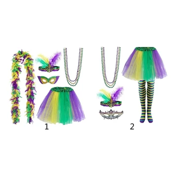 Праздничный костюм Марди Гра, шляпа, Маскарадная маска, тематическая вечеринка, повязка на голову с блестками, Шарф, аксессуары для карнавальной вечеринки