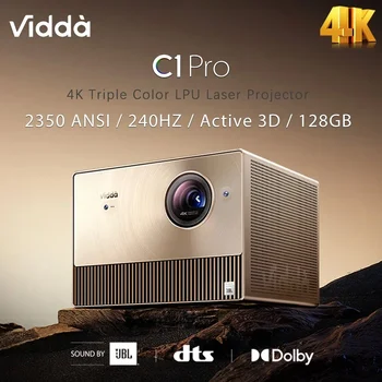 Vidda C1 Pro Трехцветный Лазерный 4K Проектор 2350ANSI Люмен С частотой 240 Гц 128 ГБ Оперативной памяти 3D Android Проектор для Домашнего кинотеатра Tv Smart