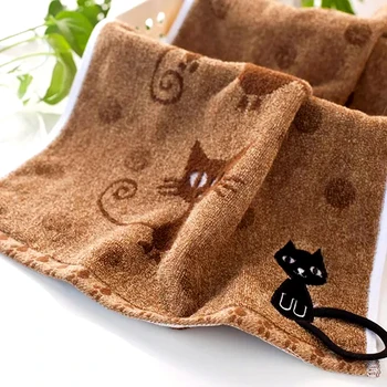 Модное вышитое полотенце для лица из 100% хлопка, Мягкие салфетки для стола, полотенца для ванной с рисунком кота, впитывающие быстросохнущие