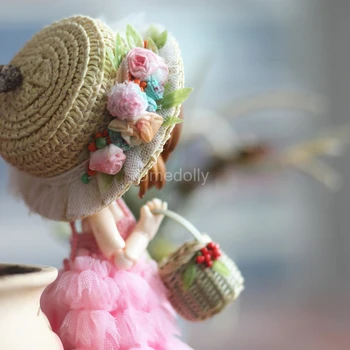 1 шт. высококачественная соломенная шляпа с цветами ручной работы для OB11 Obitsu 11 Аксессуары для кукольной одежды