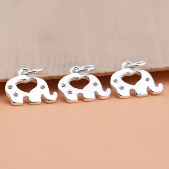 Популярная корейская мода, подвеска в виде слона из стерлингового серебра 925 пробы в форме сердца, браслет ручной работы, ожерелье, ювелирные аксессуары