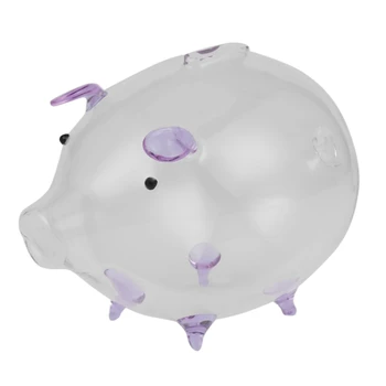 Коробка для Сбережений Монет Банка Свиньи Милый Прозрачный Стеклянный Сувенир Подарок На День Рождения Для Детей Дети-Фиолетовый
