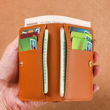 Сплошной цвет PU кожаный маленький кошелек для женщин короткие женские кошелек с кнопками ультра тонкий кредитной карты монета сумка кошелек
