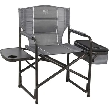 Поддерживает 300 фунтов Рыболовный стул Легкий походный стул, сумка-холодильник для стульев и сетчатый карман Серый Бесплатная Доставка