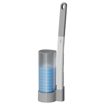 Длинная ручка Удобный Гигиеничный Моющийся набор туалетных щеток Одноразовый с держателем Без сверления, Надежная чистка для ванной комнаты