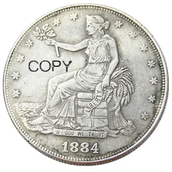 Копировальная Монета Торгового доллара США 1884 года, Покрытая Серебром