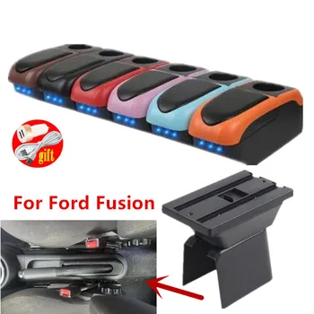 Коробка для подлокотника Ford Fusion, коробка для автомобильного подлокотника Ford Fiesta Mk5, Центральный ящик для хранения, Модифицированный USB-подстаканник, автомобильные аксессуары