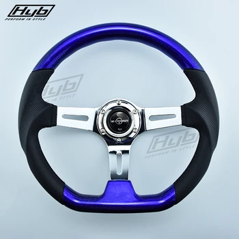 Модифицированное синее рулевое колесо D-образной формы для гоночного спортивного автомобиля, Переоборудованное Классическое 14-дюймовое рулевое колесо JDM