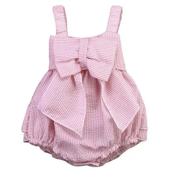 Боди-комбинезон в полоску без рукавов для новорожденных, летний костюм розовой принцессы для малышей, одежда для новорожденных девочек