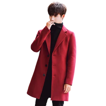 2023 Новая повседневная мода Универсальная Корейская версия Приталенное пальто-ветровка средней длины Мужское утолщенное шерстяное пальто из теплой ткани