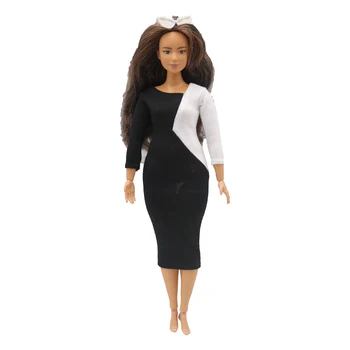 Аксессуары для куклы 29 см, черно-белое платье в полоску для куклы Барби
