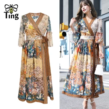 Дизайнерское модное винтажное элегантное летнее платье с запахом Casua Francais, Шикарные уличные платья Elbise Vestido Large